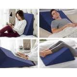 NNEDSZ Bedding 2X Memory Foam Wedge Pillow Neck Back Support with Cover Waterproof Blue