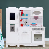 NNEDSZ Kids Kitchen Set Pretend Play Food Sets Childrens Utensils Wooden White