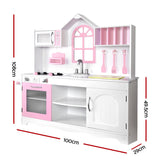 NNEDSZ Kids Wooden Kitchen Play Set - White & Pink