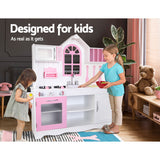 NNEDSZ Kids Wooden Kitchen Play Set - White & Pink