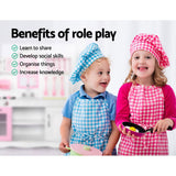 NNEDSZ Kids Wooden Kitchen Play Set - White & Pink