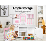 NNEDSZ Kids Wooden Kitchen Play Set - White & Pink