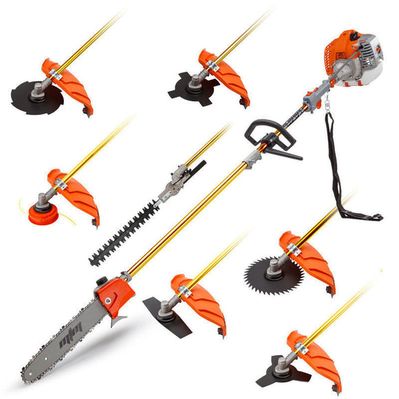 NNEMB 62CC Pole Chainsaw Hedge Trimmer Brush Cutter Whipper Snipper Multi Tool Saw