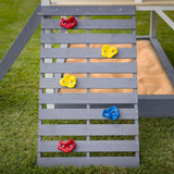 NNEMB Wooden Tower Cubby House with Slide-Sandpit-Climbing Wall-Noughts & Crosses