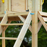 NNEMB Wooden Tower Cubby House with Slide-Sandpit-Climbing Wall-Noughts & Crosses-Natural Colour