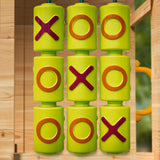 NNEMB Wooden Tower Cubby House with Slide-Sandpit-Climbing Wall-Noughts & Crosses-Natural Colour