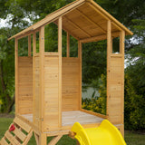 NNEMB Wooden Outdoor Play Equipment Cubby House Slide Sandpit Climbing Wall