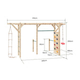 NNEMB Monkey Bars Wooden Climbing Frame Set-with Climbing Wall-Disc Swing-Rope Ladder
