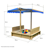 NNEMB Wooden Sand Pit with Canopy Cover-with Removable Sandpit Seats