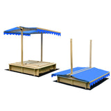 NNEMB Wooden Sand Pit with Canopy Cover-with Removable Sandpit Seats