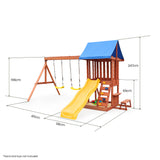 NNEMB Outdoor Slide and Swing Play Set with Climbing Wall and Sandpit