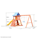 NNEMB Outdoor Slide and Swing Play Set with Sand Pit Climbing Wall Noughts and Crosses