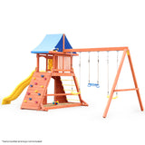 NNEMB Outdoor Slide and Swing Play Set with Sand Pit Climbing Wall Noughts and Crosses