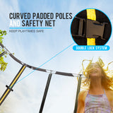 NNEMB 8ft Round Kids Trampoline with Curved Pole Design and Sprinkler Accessory-Black and Orange