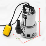 NNEMB 1500W Submersible Dirty Water Pump Bore Tank Well Steel Automatic Clean