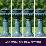 NNEMB Solar Powered Water Feature Fountain Bird Bath with Lighting Dark Grey