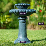 NNEMB Solar Powered Water Feature Fountain Bird Bath with Lighting Dark Grey