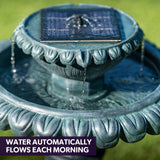 NNEMB Solar Powered Water Feature Fountain Bird Bath with Lighting Dark Grey