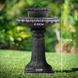 NNEMB Solar Powered Water Feature Fountain Bird Bath with Lighting Light Grey