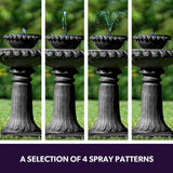 NNEMB Solar Powered Water Feature Fountain Bird Bath with Lighting Light Grey