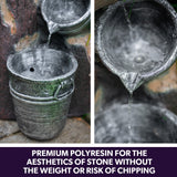 NNEMB Solar Powered Water Feature Fountain with Buckets Bird LED Lights