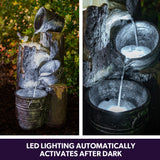 NNEMB Solar Powered Water Feature Fountain with Buckets Bird LED Lights