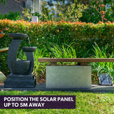 NNEMB Solar Powered Water Feature Fountain Bird Bath with LED Lights-Charcoal