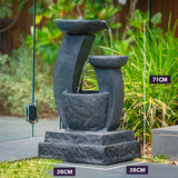 NNEMB Solar Powered Water Feature Fountain Bird Bath with LED Lights-Charcoal