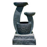 NNEMB Solar Powered Water Feature Fountain Bird Bath with LED Lights-Charcoal