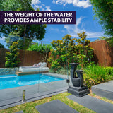 NNEMB Solar Powered Water Feature Fountain Bird Bath with LED Lights-Charcoal