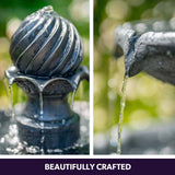 NNEMB 3 Tier Solar Powered Water Feature Fountain Bird Bath-Dark Grey