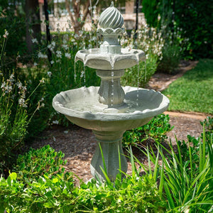 NNEMB 3 Tier Solar Powered Water Feature Fountain Bird Bath-Light Grey