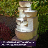 NNEMB 4 Bowl Solar Powered Water Feature Fountain with LED Lights-Sand Colour