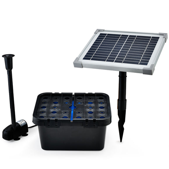 NNEMB 5W Solar Powered Water Fountain Pump Pond Kit with Eco Filter Box