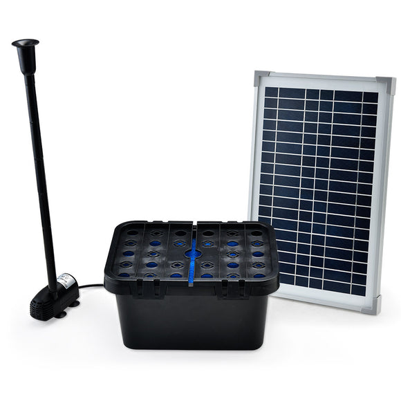 NNEMB 20W Solar Powered Water Fountain Pump Pond Kit with Eco Filter Box