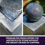 NNEMB Contemporary Solar Powered Water Feature Fountain with LED Lights-Dark Grey
