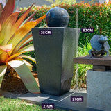 NNEMB Contemporary Solar Powered Water Feature Fountain with LED Lights-Dark Grey
