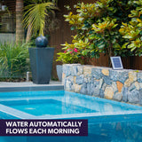 NNEMB Contemporary Solar Powered Water Feature Fountain with LED Lights-Dark Grey
