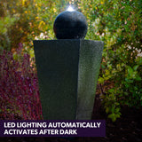 NNEMB Contemporary Solar Powered Water Feature Fountain with LED Lights-Dark Grey