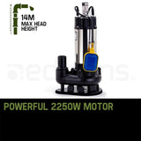 NNEMB 2250W Submersible Dirty Water Pump Sewage Bore Septic Tank Well Sewerage
