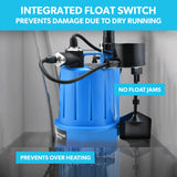 NNEMB Tight Access Clean/Grey Water Submersible Sump Pump-Vertical Float Switch