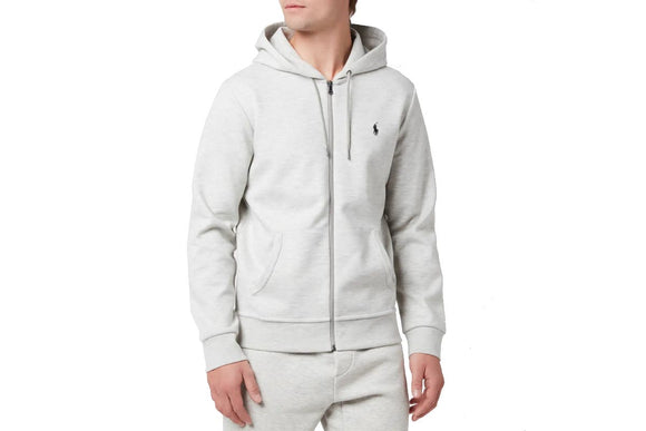 NNEKG Lauren Mens Double Knit Tech Logo Zip Up Hoodie (Light Sport Heather Size L)