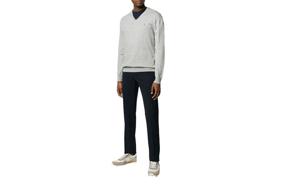 NNEKG Lauren Mens Cotton V Neck Long Sleeve Sweater (Andover Heather Size XL)