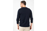 NNEKG Lauren Mens Cotton V Neck Long Sleeve Sweater (Hunter Navy Size XL)