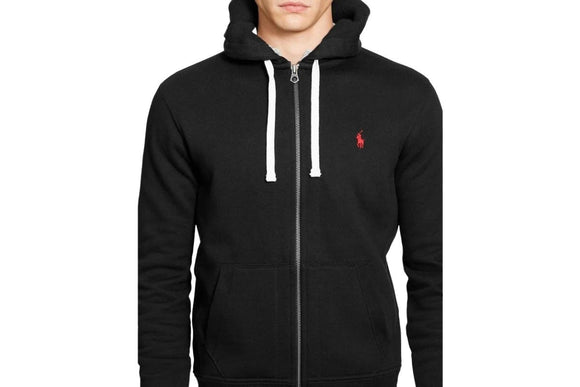 NNEKG Lauren Mens Logo Fleece Zip Up Hoodie (Polo Black Size XL)