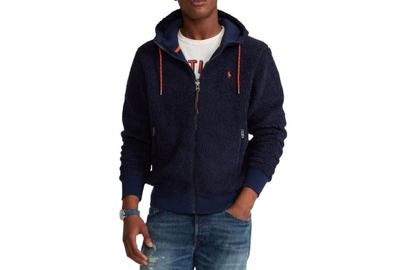 NNEKG Lauren Mens Logo Fleece Zip Up Hoodie (Cruise Navy Size M)