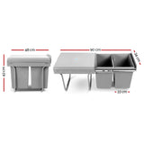 NNEDSZ 2x20L Pull Out Bin - Grey