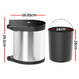 NNEDSZ Kitchen Swing Out Pull Out Bin Stainless Steel Garbage Rubbish Can 12L