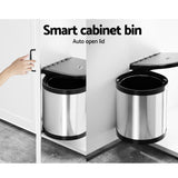 NNEDSZ Kitchen Swing Out Pull Out Bin Stainless Steel Garbage Rubbish Can 12L
