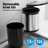 NNEDSZ Kitchen Swing Out Pull Out Bin Stainless Steel Garbage Rubbish Can 12L